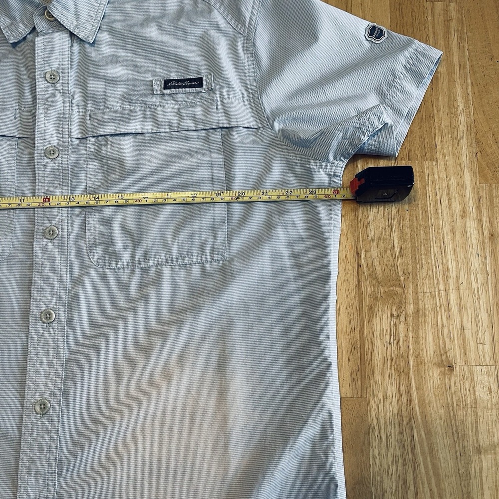 Eddie Bauer Men's Short Sleeve Moisture Wicking Shirt Large Gray White Fishing - Picture 10 of 11